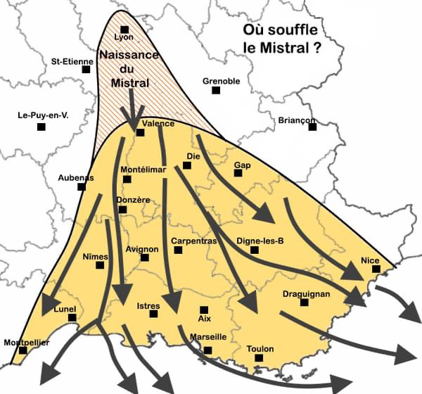 où souffle le mistral dan le vaucluse ?